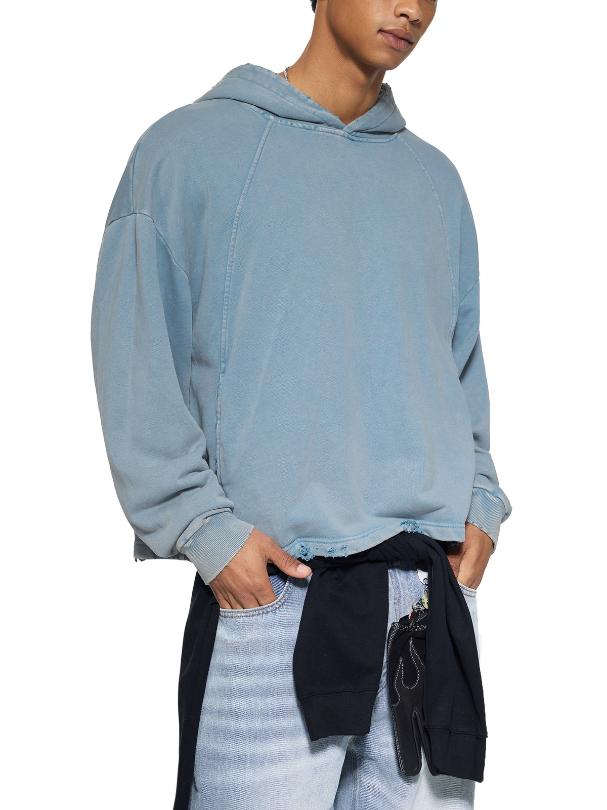 VV Frayed-Hem Hoodie