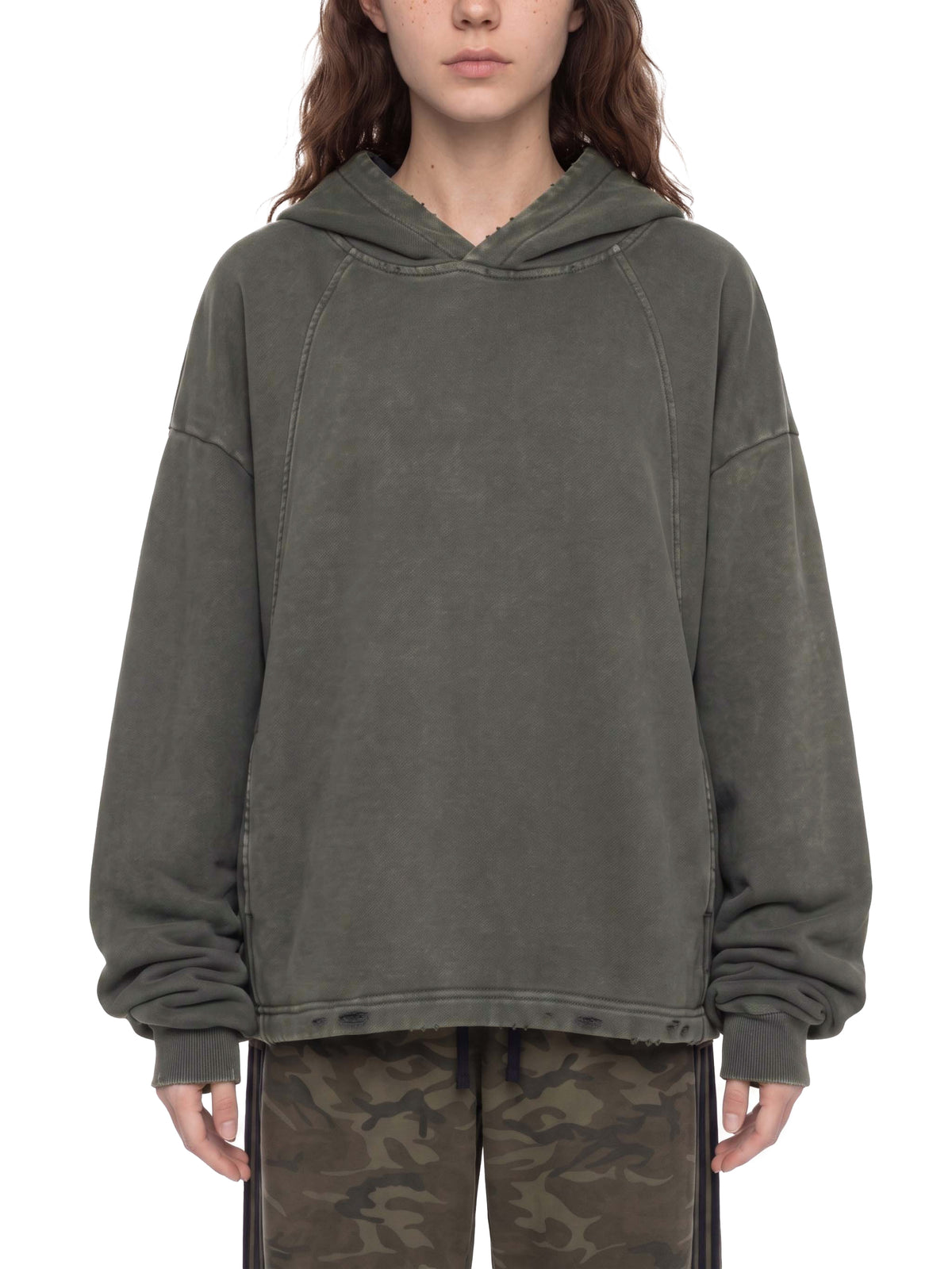 VV Frayed-Hem Hoodie